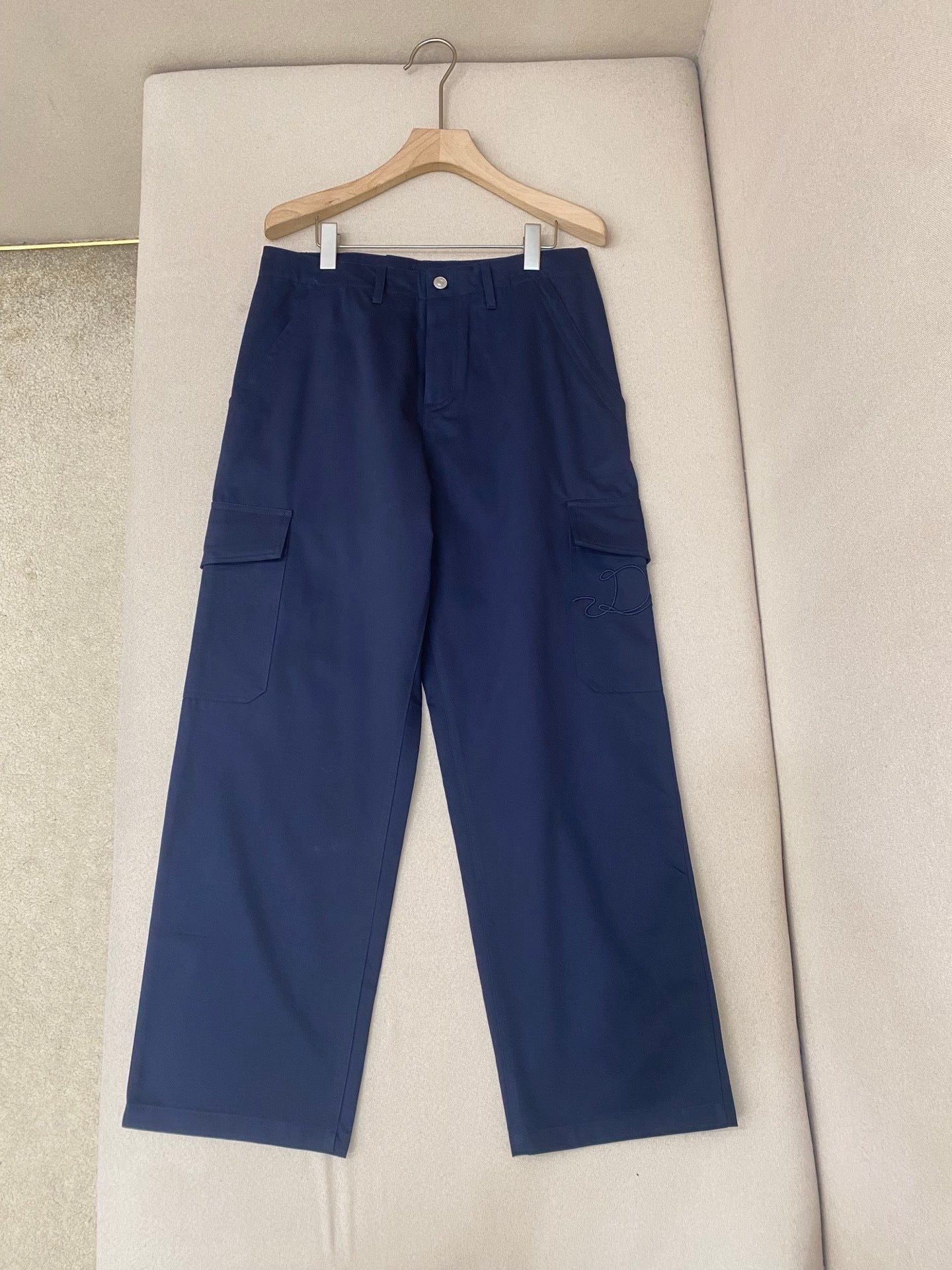 Dior Ribbon Cargo Pants "Blue Cotton Twill"