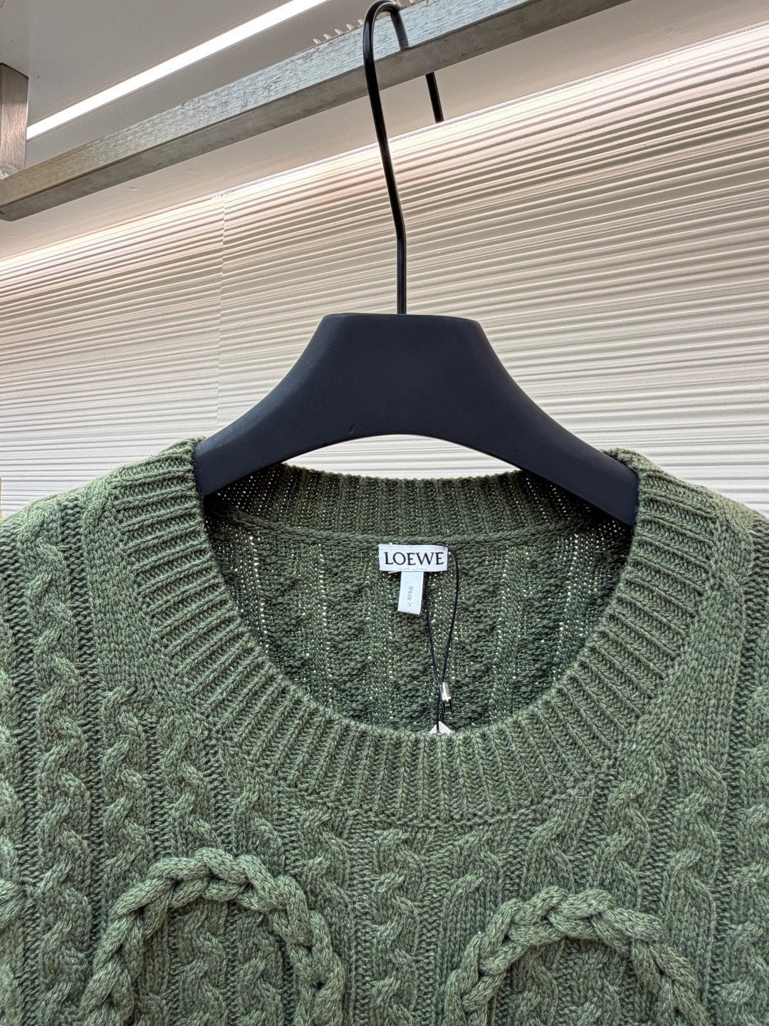 Loewe Cable Knitted Anagram Sweater "Green"