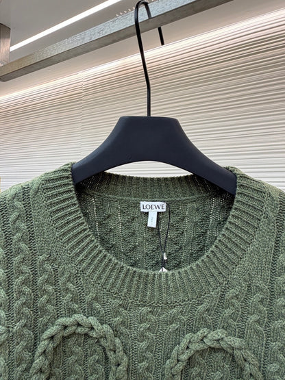 Loewe Cable Knitted Anagram Sweater "Green"