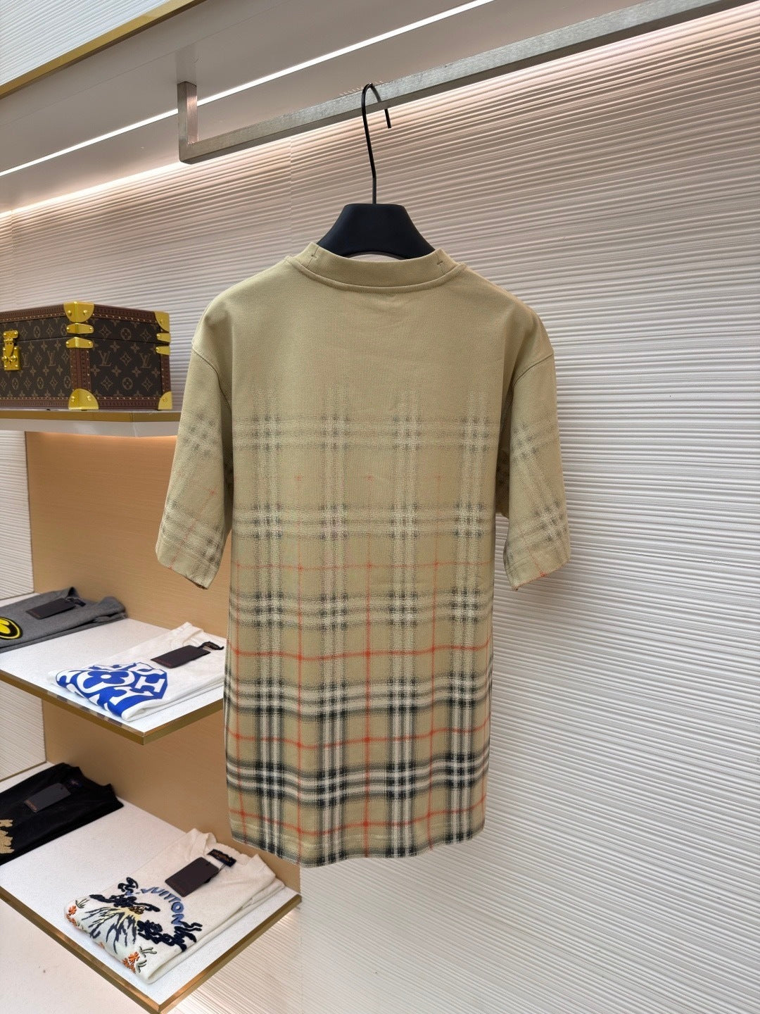 Burberry Gradient Check Cotton T-Shirt "Sand Beige"