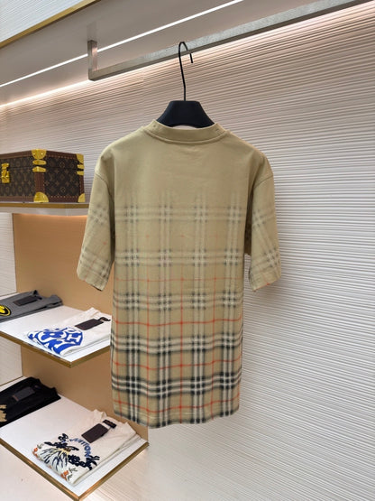 Burberry Gradient Check Cotton T-Shirt "Sand Beige"