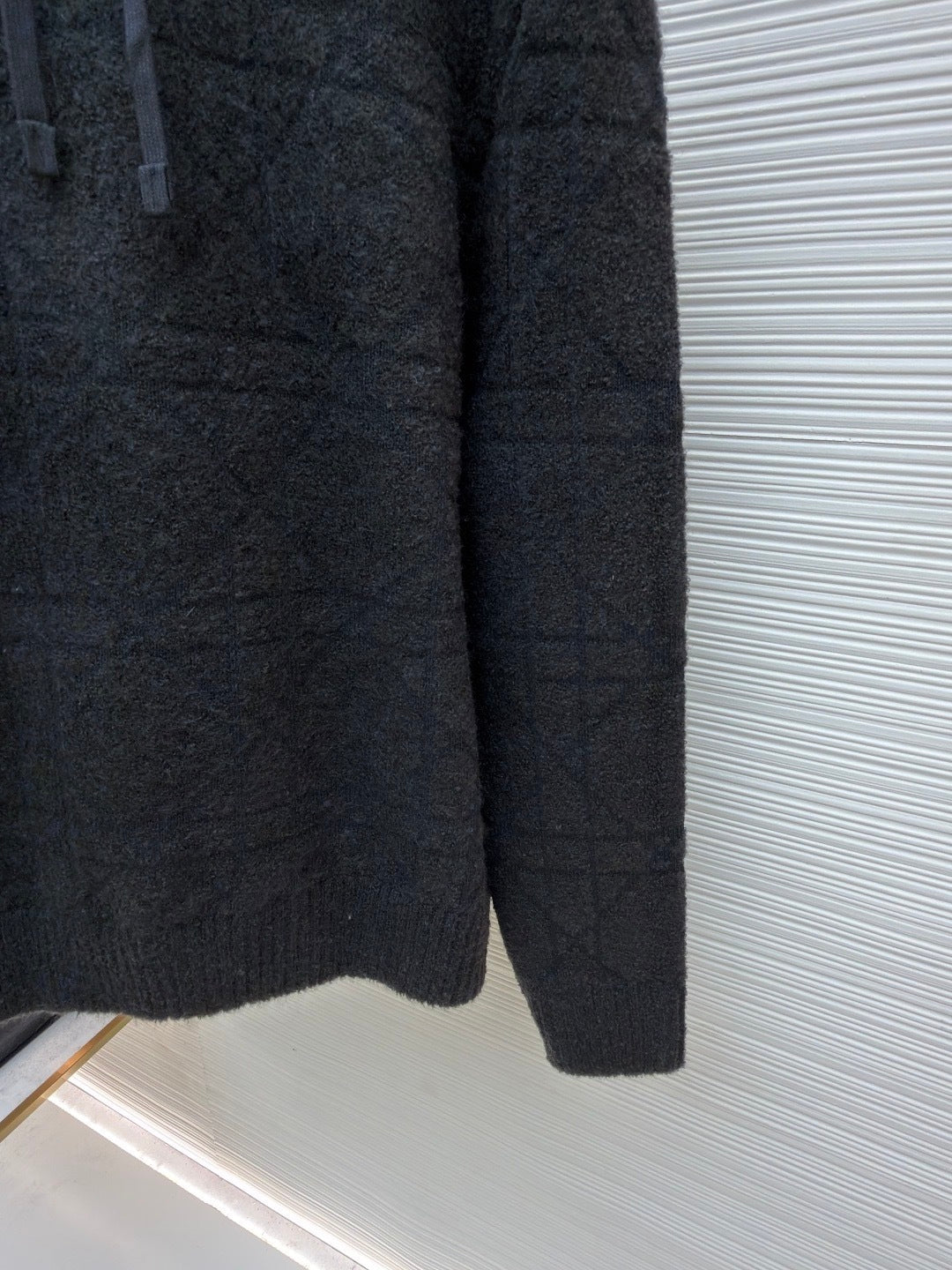 Dior Cannage Hooded Sweatshirt "Black Cotton and Wool Blend Knit"