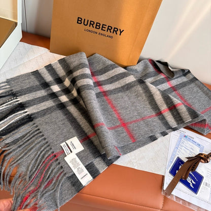 Burberry Cashmere Scarf "Grey-Black"