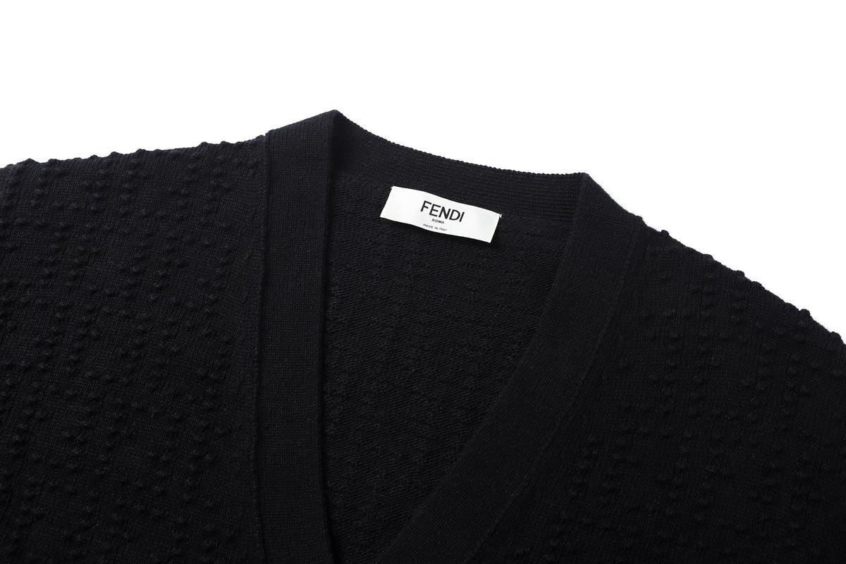 Fendi Black FF Cashmere and Wool Blend Cardigan "Black"
