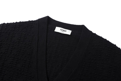 Fendi Black FF Cashmere and Wool Blend Cardigan "Black"