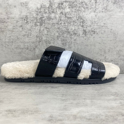 Hermes Chypre Sandals "Black Crocodile Pattern"