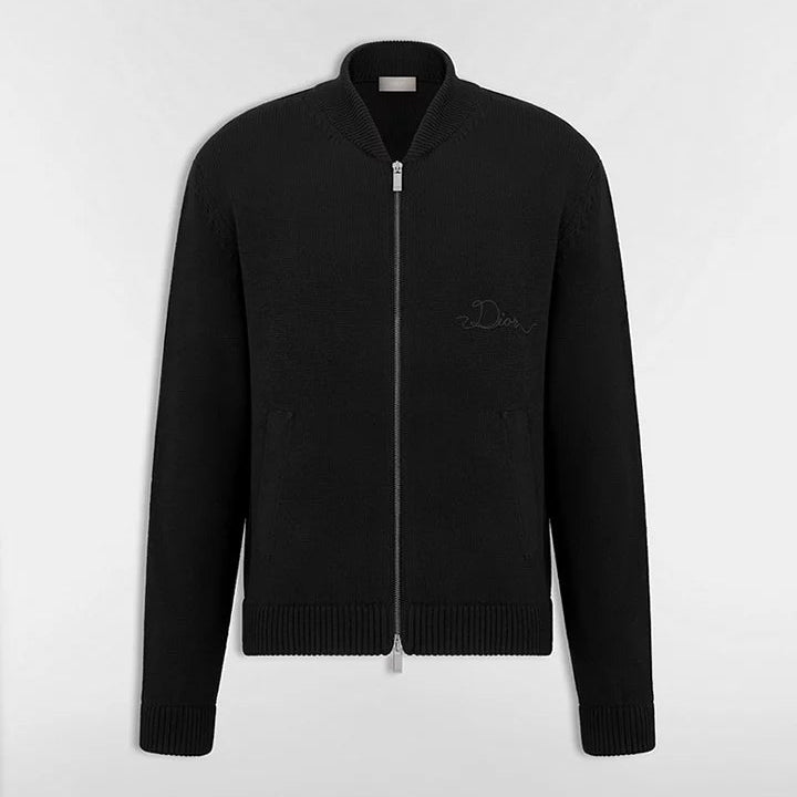 Dior Ribbon Blouson Jacket "Black Wool Jersey"