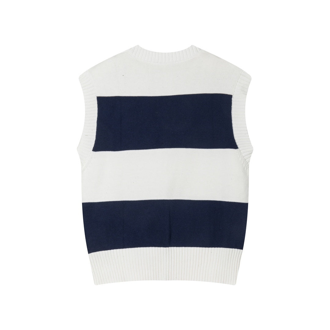 Ami Paris Sweater Vest "White-Navy Blue"