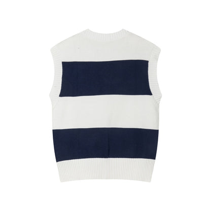 Ami Paris Sweater Vest "White-Navy Blue"