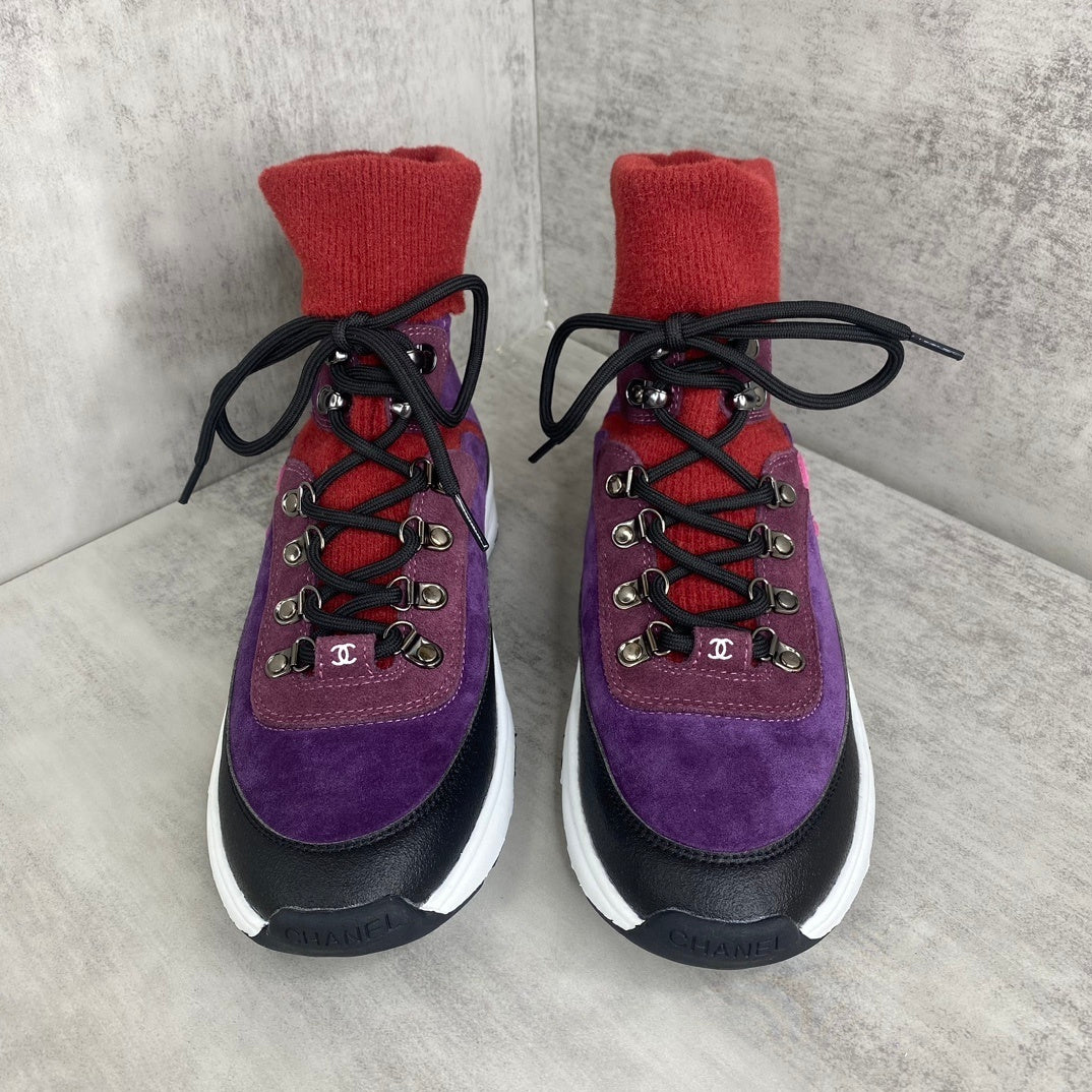 Chanel Interlocking CC Sock Sneakers "Purple-Pink"