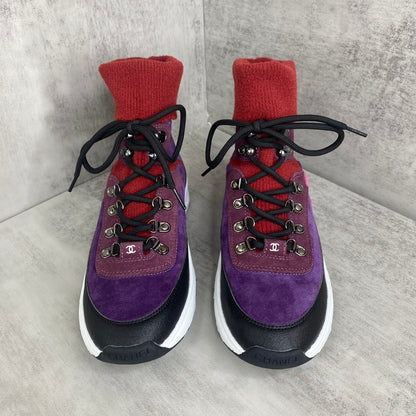 Chanel Interlocking CC Sock Sneakers "Purple-Pink"