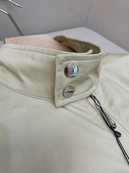 Gucci Cotton Twill Zip Jacket with Web "Sand"