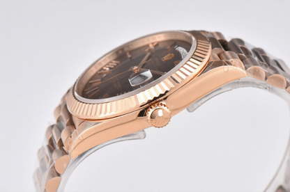 Rolex Day Date 40mm Rose Gold President Bracelet Brown Roman Dial