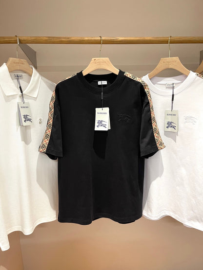 Burberry Check Trim Cotton T-Shirt "Black"