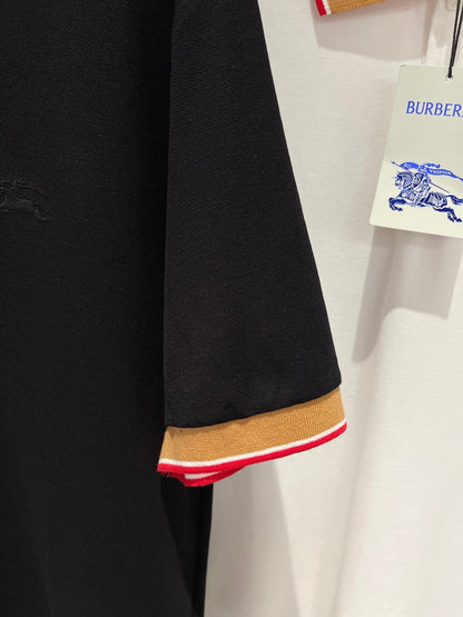 Burberry Logo Collar Cotton Polo Shirt "Black"