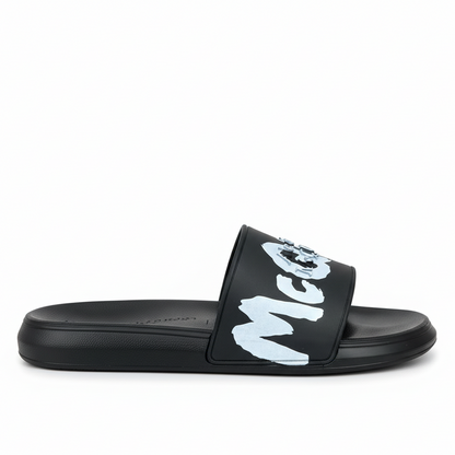 Alexander McQueen Graffiti Rubber Pool Slide "Black-White"