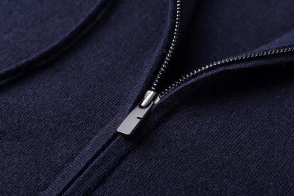 Burberry Cashmere Blend Zip Hoodie "Navy Blue"