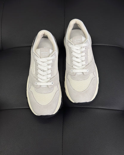 Prada Mesh Fabric and Suede Sneakers "White"