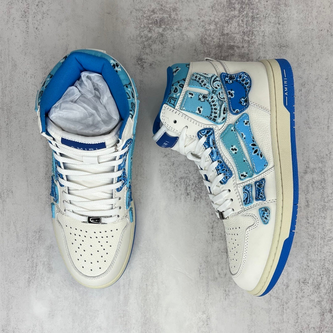 Amiri Skel Top High "White-Blue Bandana"