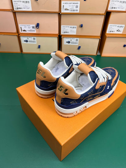Louis Vuitton LV Trainers "Blue Denim-Brown"