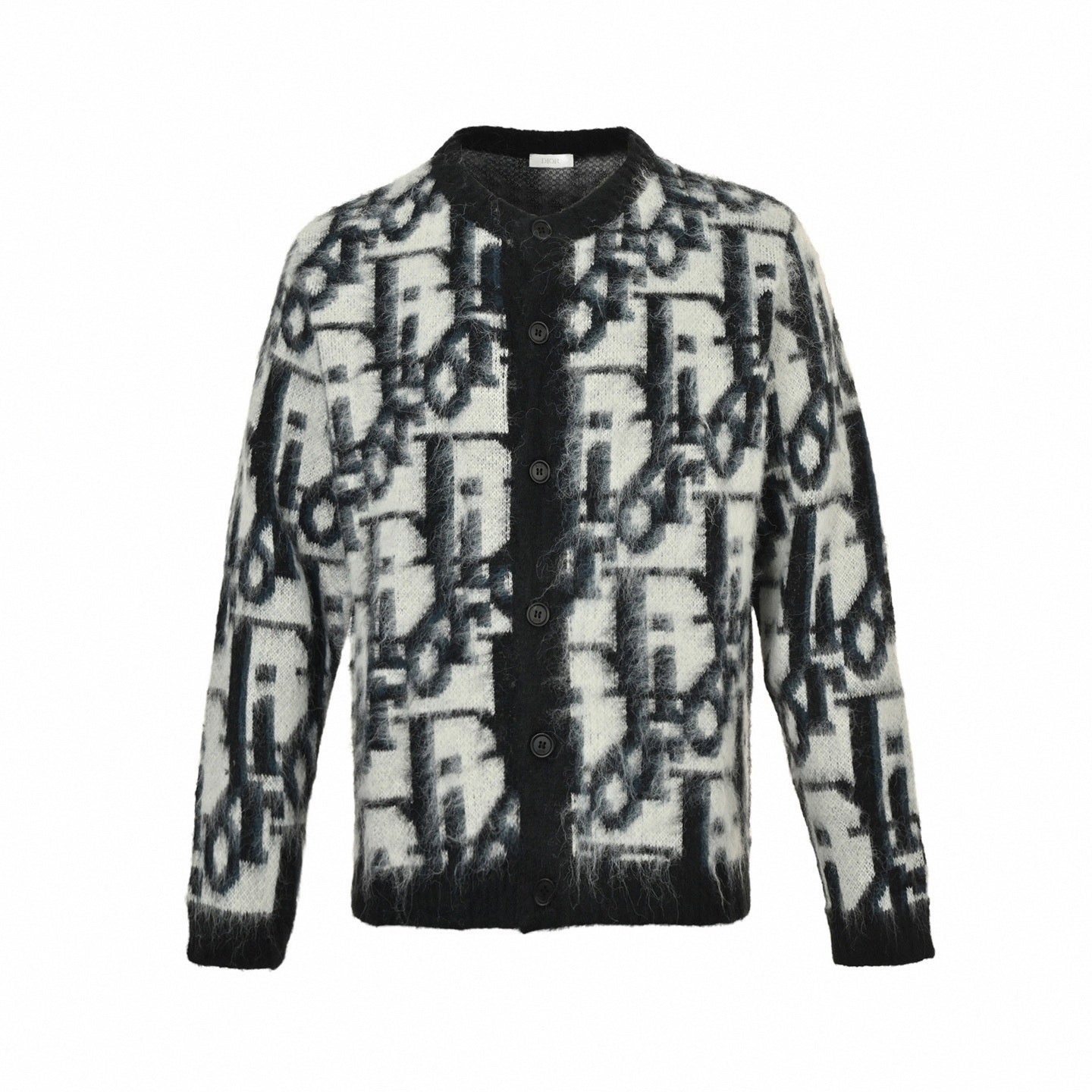 Dior Oblique Brushed Wool Jacquard Cardigan "Black-White"