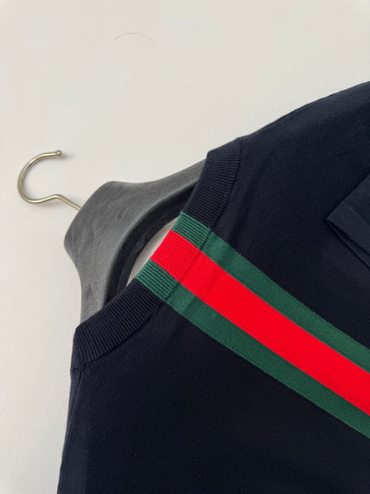 Gucci Knit cotton T-shirt with Web intarsia "Black"