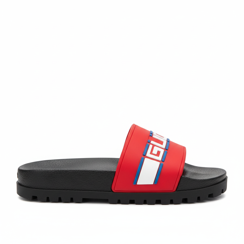 Gucci Stripe Rubber Slides "Red-Black"