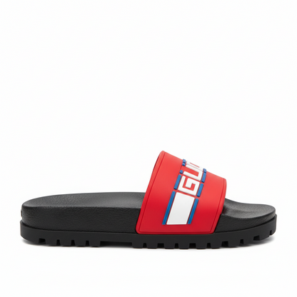 Gucci Stripe Rubber Slides "Red-Black"