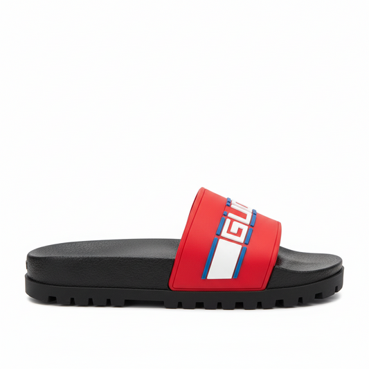 Gucci Stripe Rubber Slides "Red-Black"