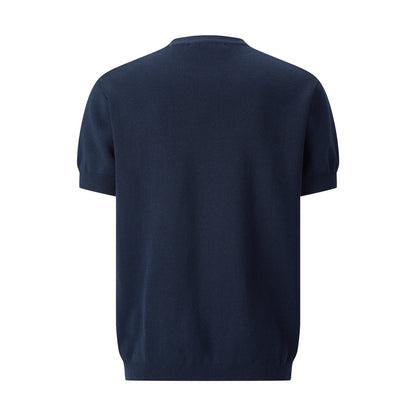 Gucci Knit Cotton T-shirt with Embroidery "Navy"