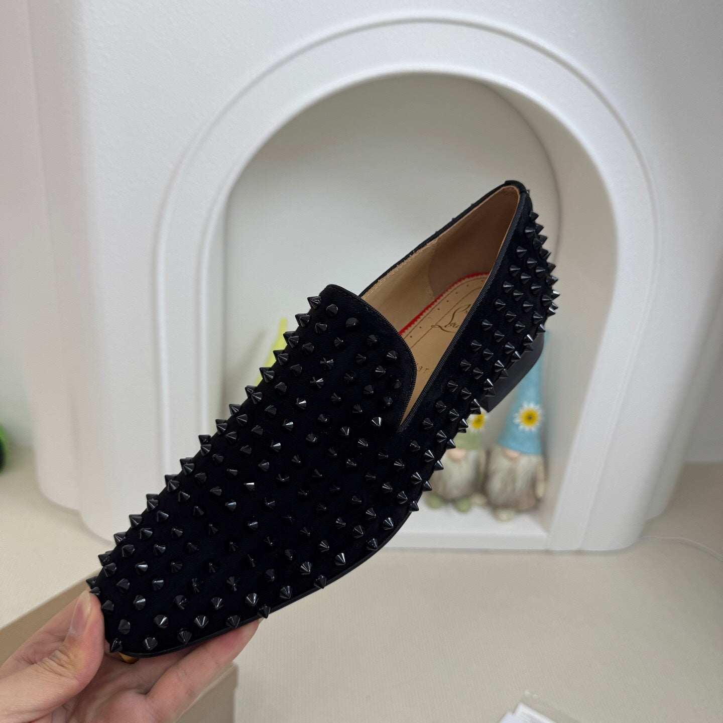 Christian Louboutin Dandelion Spikes Loafers Veau Velours "Black"