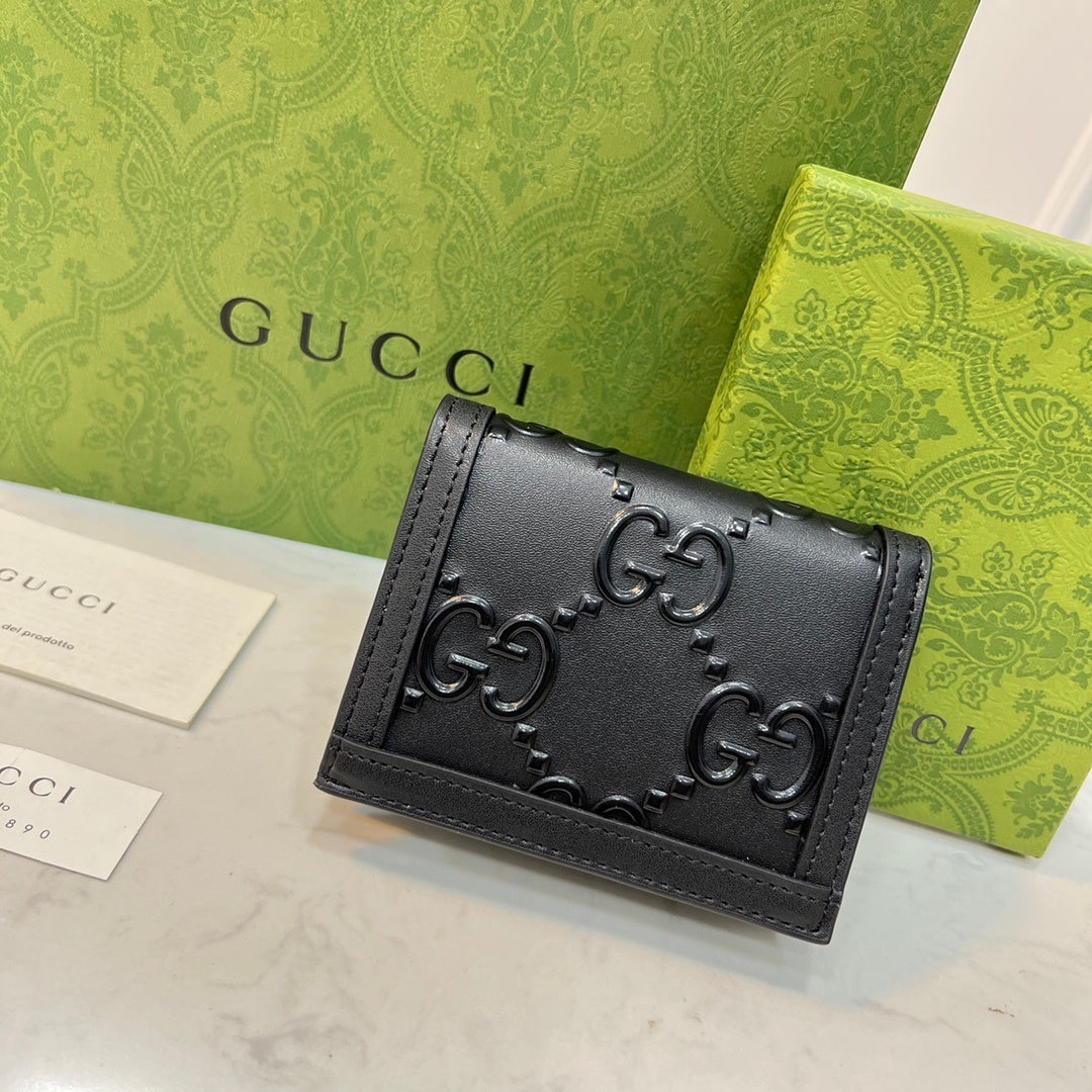 Gucci Wonka GG Monogram Embossed Card Case Wallet