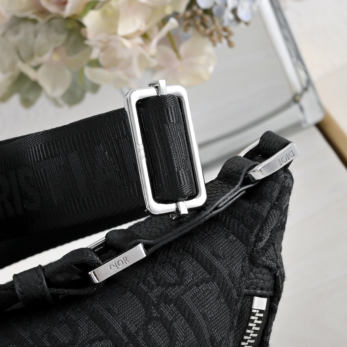 Dior Saddle Belt Bag "Dior Oblique Jacquard in Black and Grained Calfskin in Black"