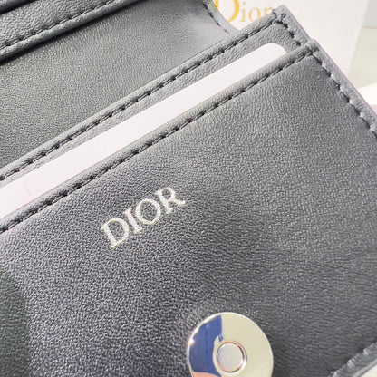 Dior Business Card Holder Beige and Black Dior Oblique Jacquard