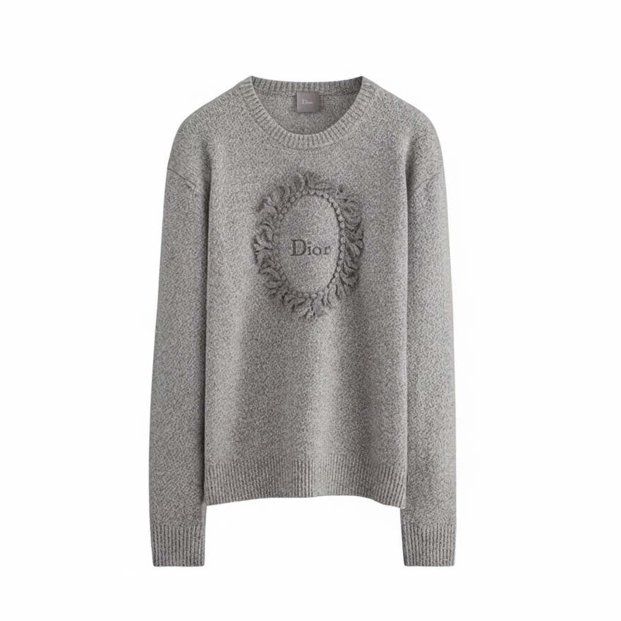 Dior Médaillon Sweater "Gray Wool-Alpaca Knit"