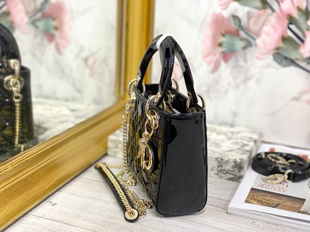 Dior Mini Lady Dior Bag "Black Patent Cannage Calfskin"