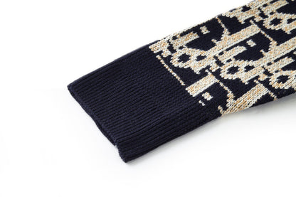 Dior Oblique Cardigan "Navy Blue Virgin Wool Jacquard"