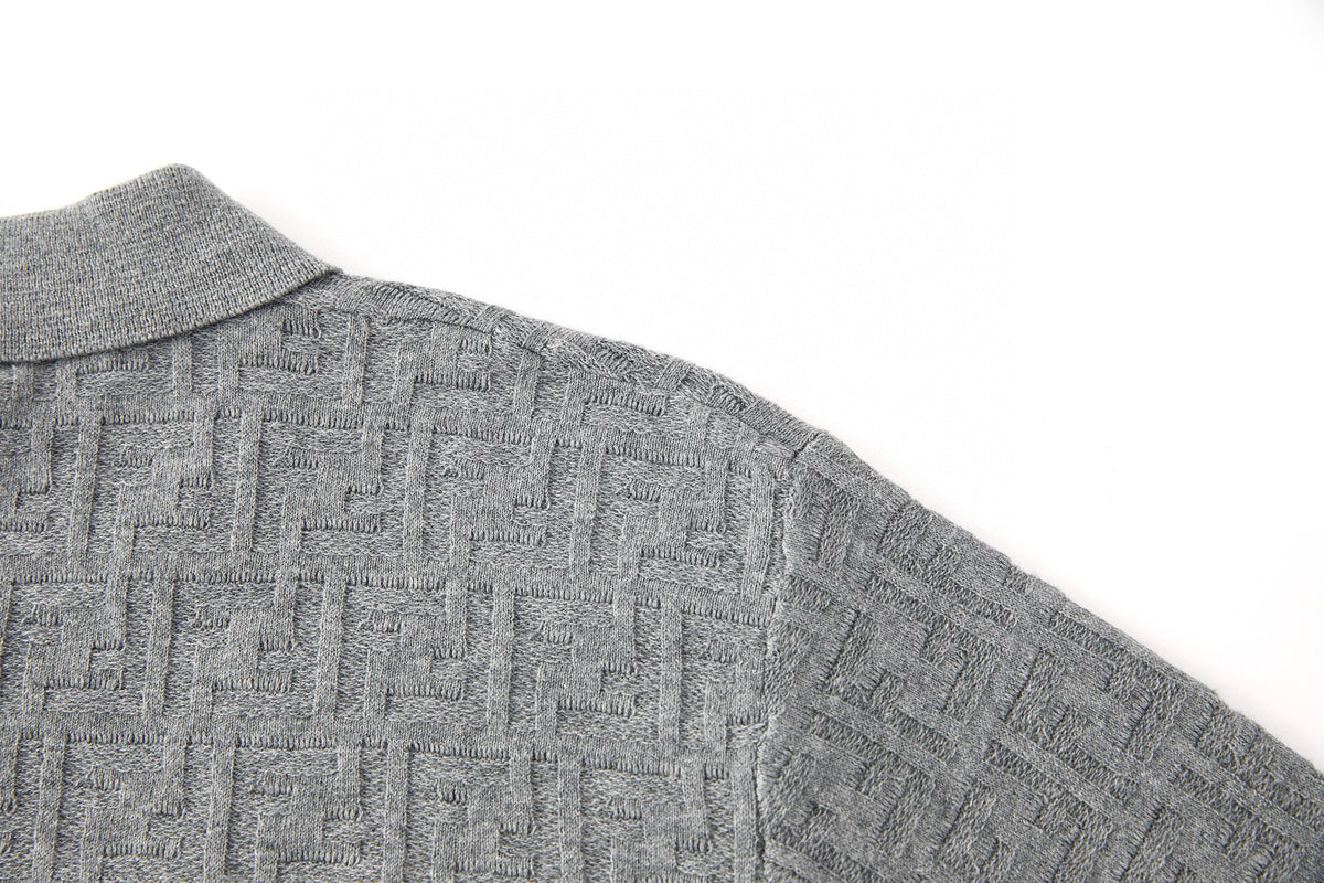 Fendi FF Cotton Tricot Polo Shirt "Gray"