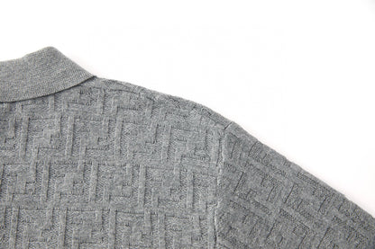 Fendi FF Cotton Tricot Polo Shirt "Gray"