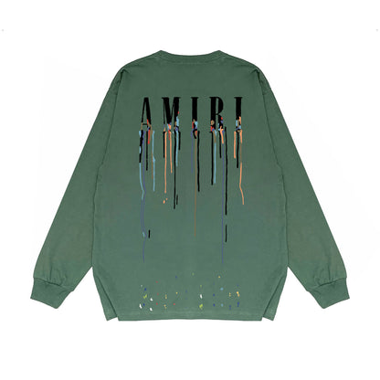 Amiri Paint Drip Core Logo Print Sweatshirt "Green-Black"