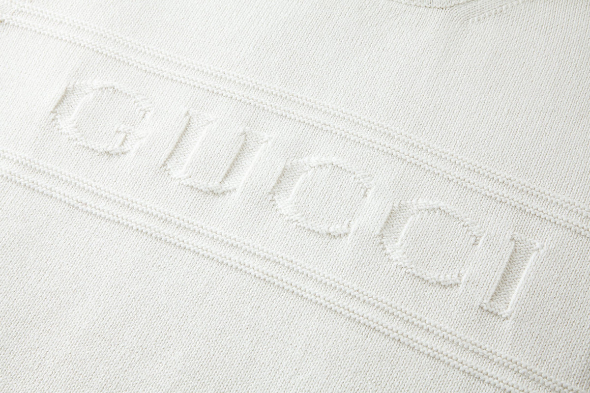 Gucci Knit Cotton Wool Sweater with Intarsia "White"