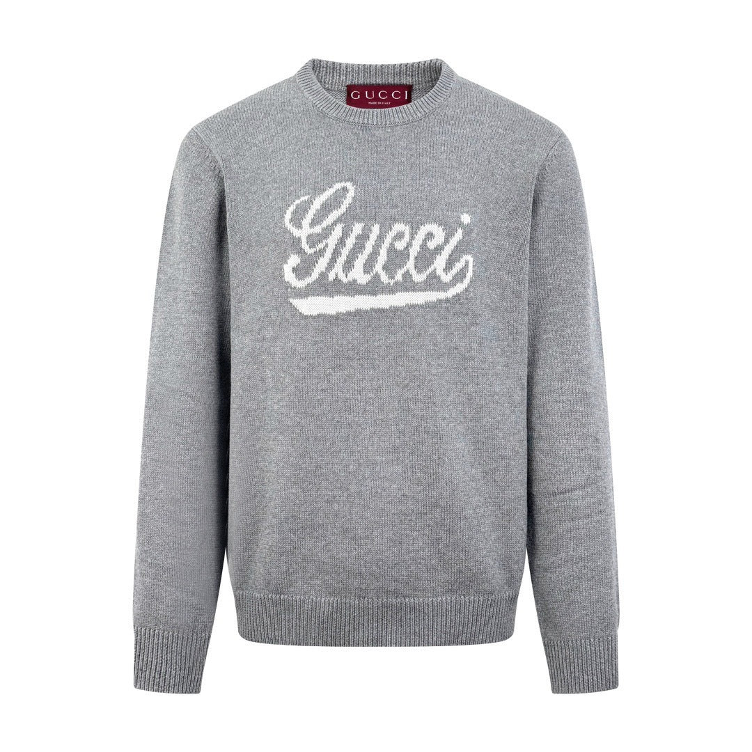 Gucci Wool Sweater with Gucci Intarsia "Grey"