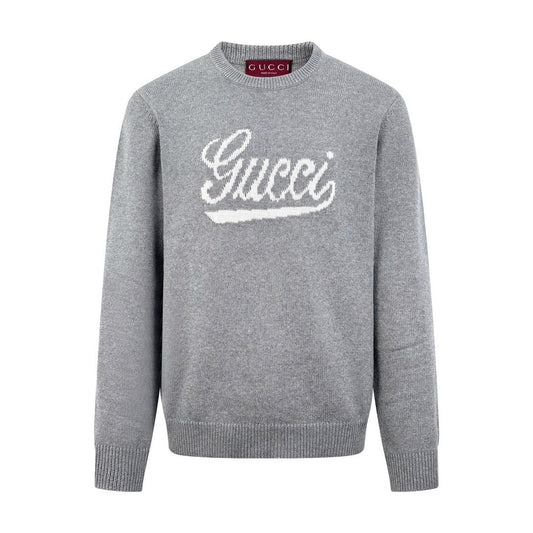Gucci Wool Sweater with Gucci Intarsia "Grey"