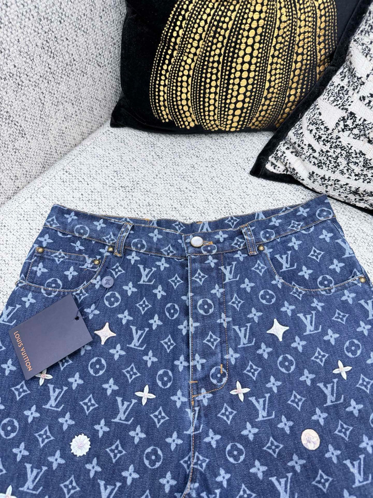 Louis Vuitton Monogram Embroidered Denim Skate Pants