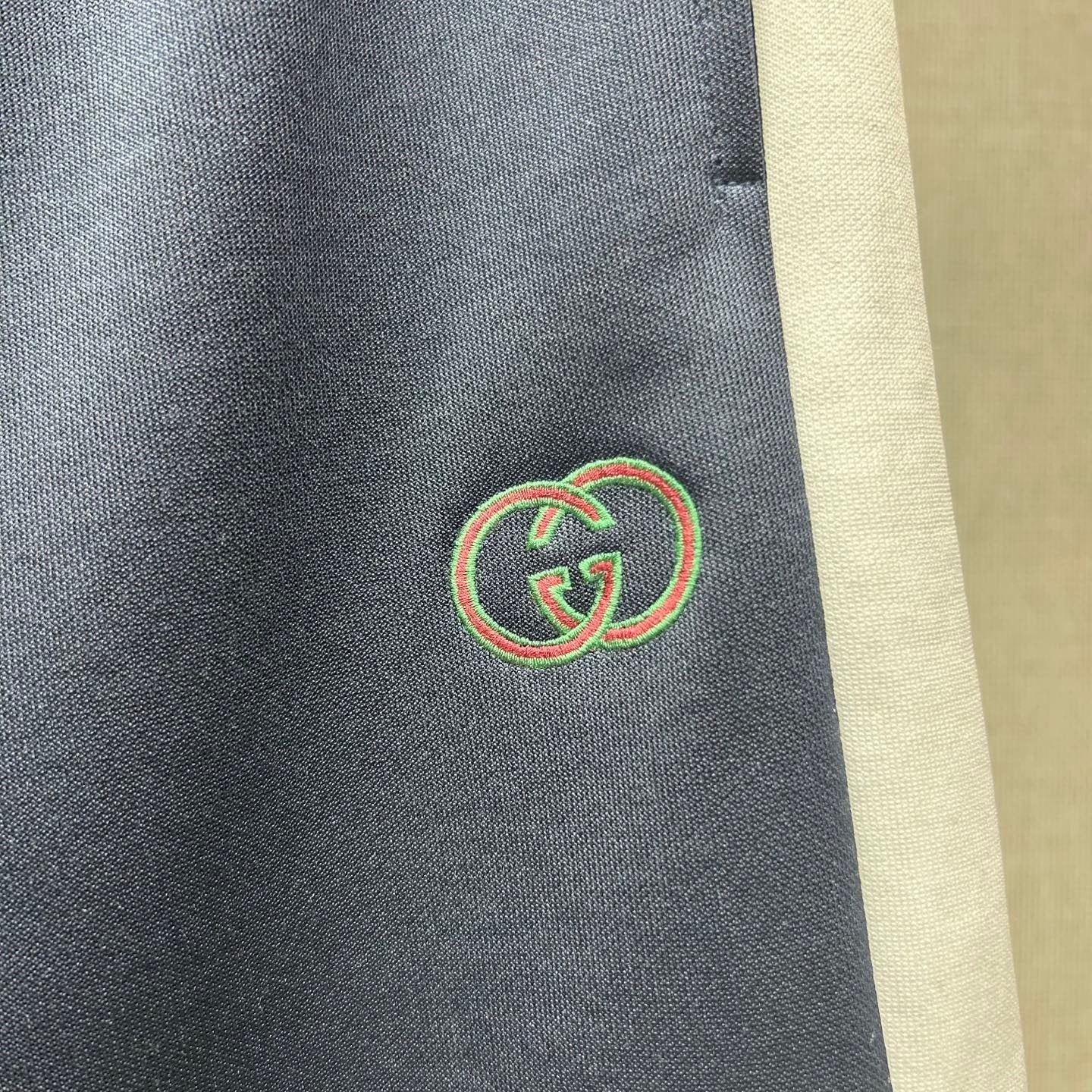 Gucci Technical Jersey Shorts with Embroidery "Navy-White"