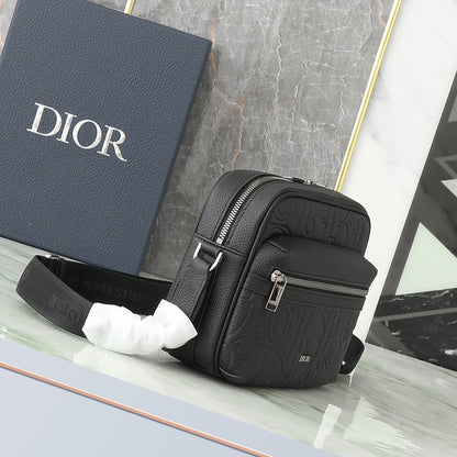 Dior Rider Zip Messenger Bag "Black Dior Gravity Grain Leather & Grained Calfskin"