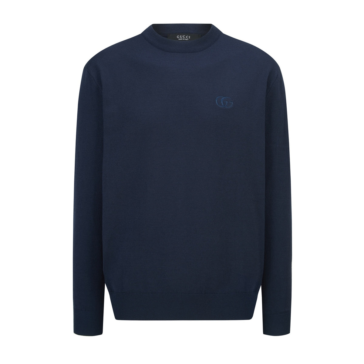 Gucci Knit Wool Sweater with Embroidery "Dark Blue"