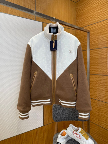 Louis Vuitton Monogram Blouson With Shearling Collar "Beige"