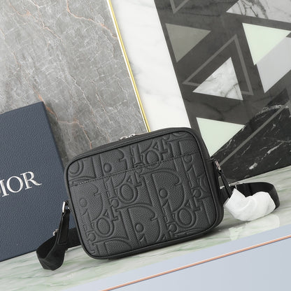 Dior Rider Zip Messenger Bag "Black Dior Gravity Grain Leather & Grained Calfskin"