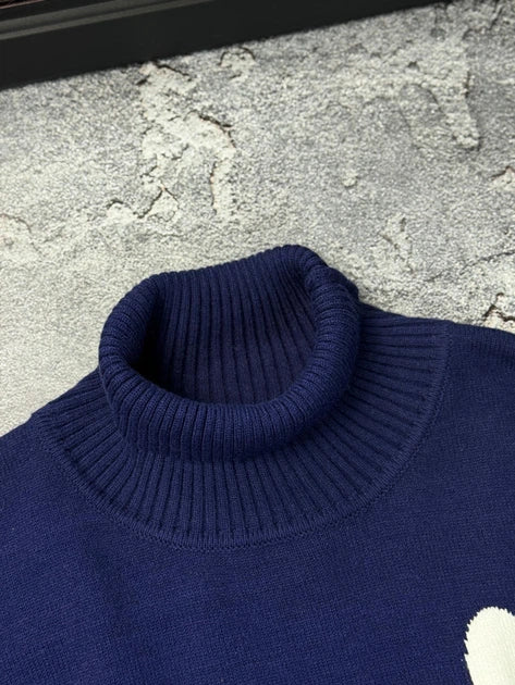 AMI Paris Ami De Coeur Turtleneck Sweater "Navy Blue"